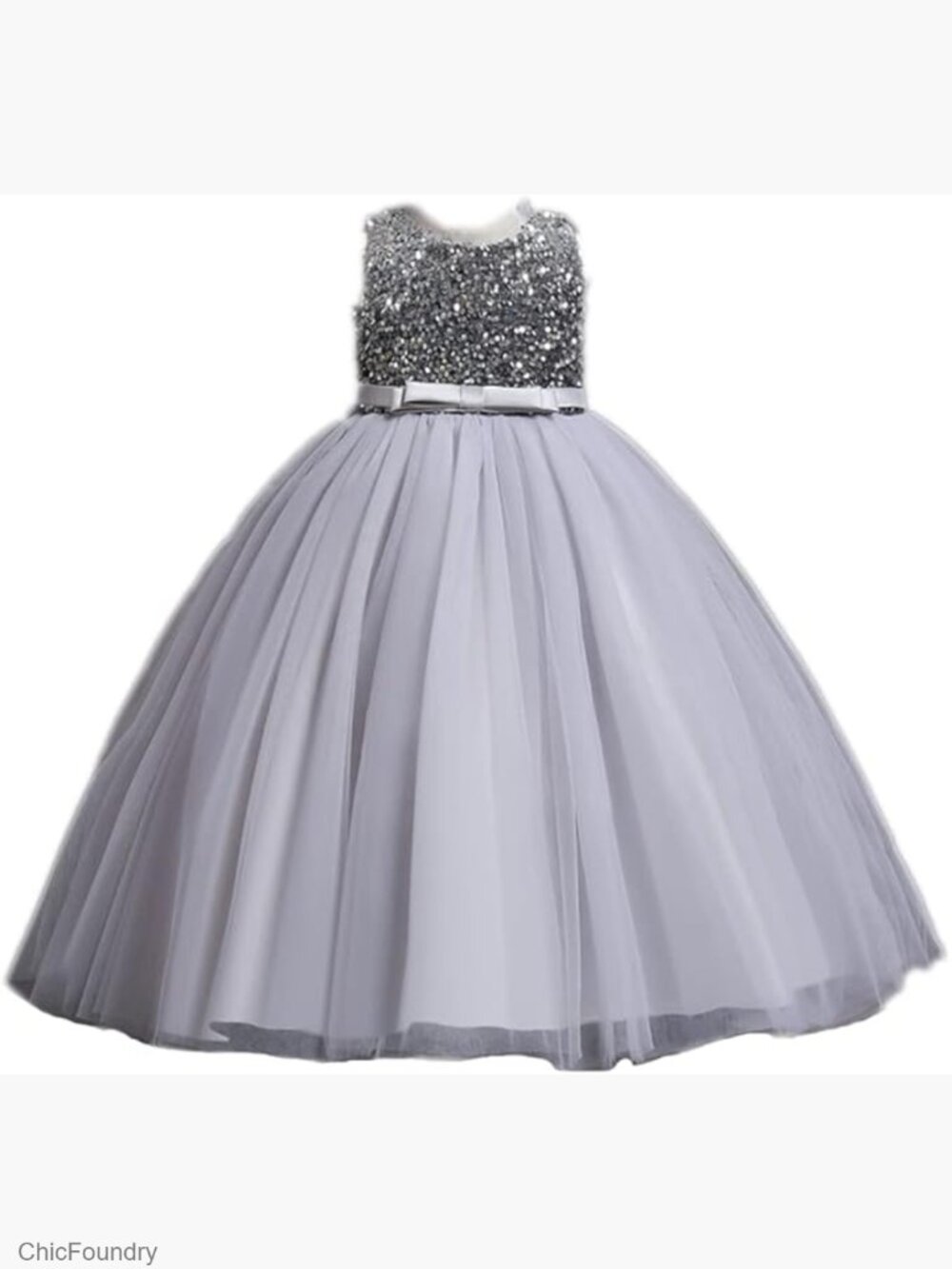 Girls Floor Length Tulle Ball Gown Princess Party Dress